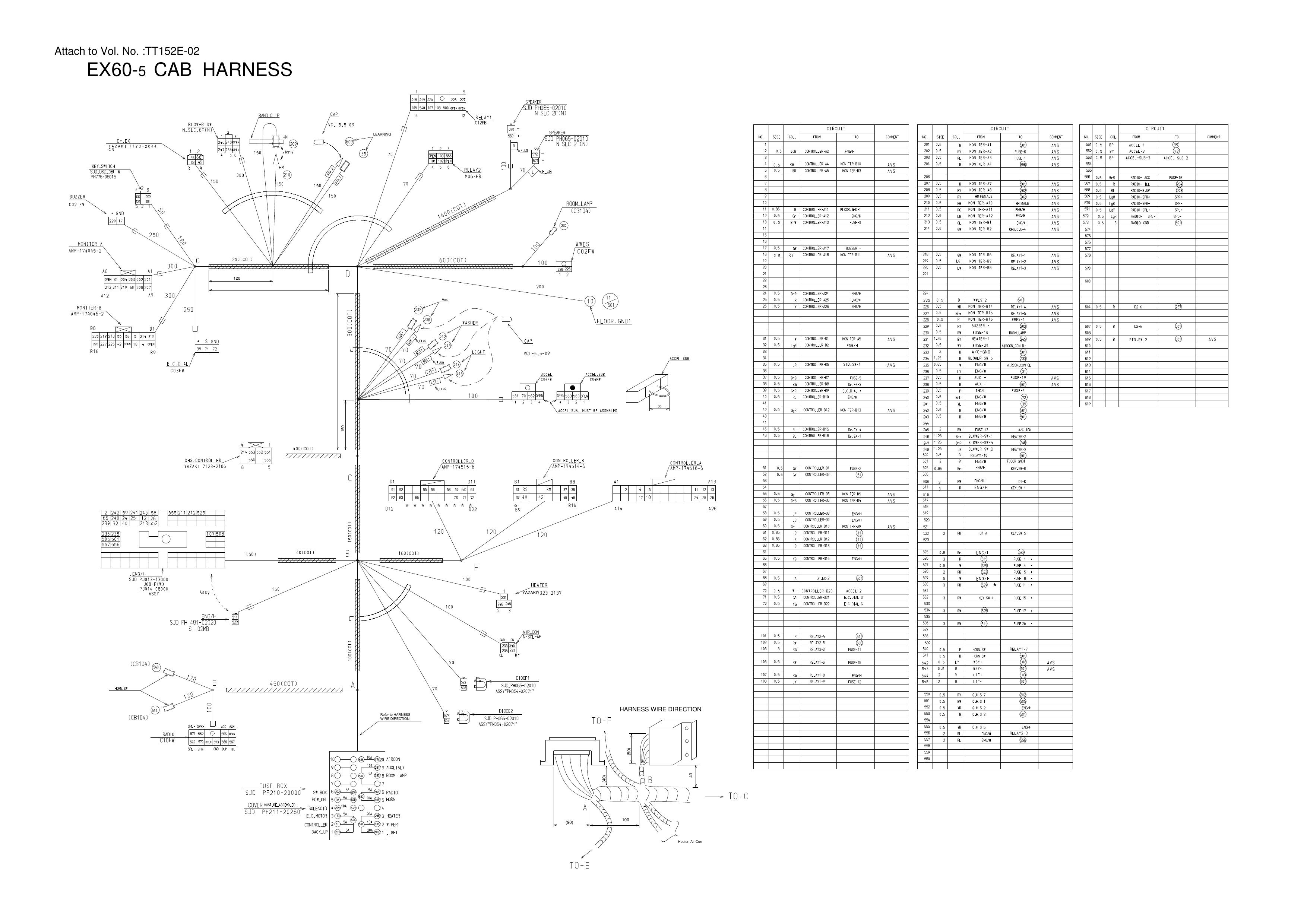 EX60-5 HITACHI HYDRAULIC CIRCUIT ELECTRICAL CIRCUIT DIAGRAM